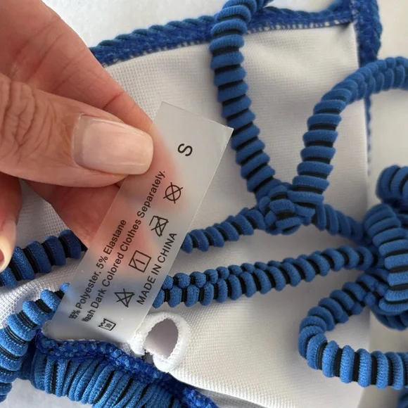 SHEIN Deep Blue Ribbed Bikini Set - Picture 4 of 4